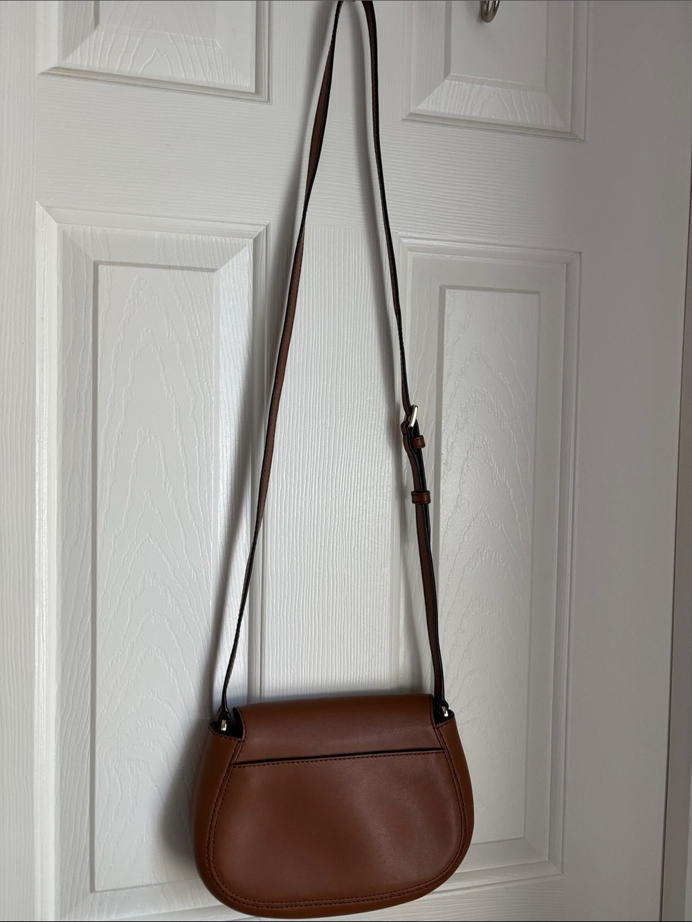 Michael Kors Brown Leather Saddle Crossbody Bag with Gold Logo - Picture 4 of 4